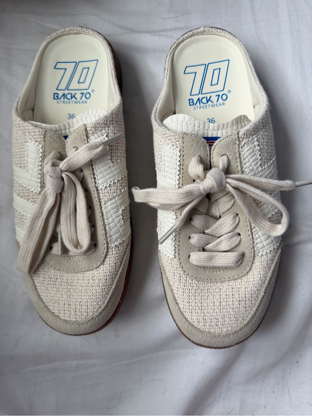Back 70 Easter Cream Slip on Sneaker-Backless Lace-Up Sneakers for Women